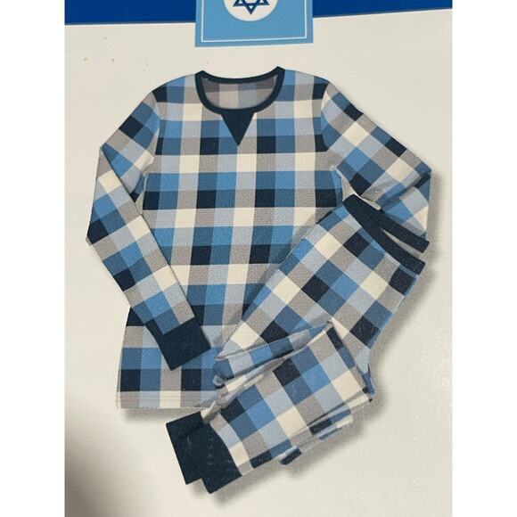 NWT Wonderland Pajamas Set Hanukkah Chanukah Womens 2xl Blue Plaid Matching Pjs - Picture 5 of 6